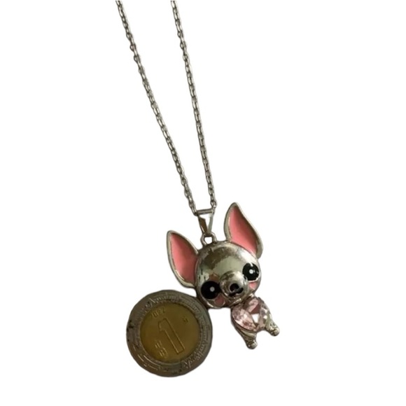 ‼️$7‼️ Cute Chihuahua Puppy Pendant Necklace, Party, Pink Stone - Girl - Picture 5 of 7